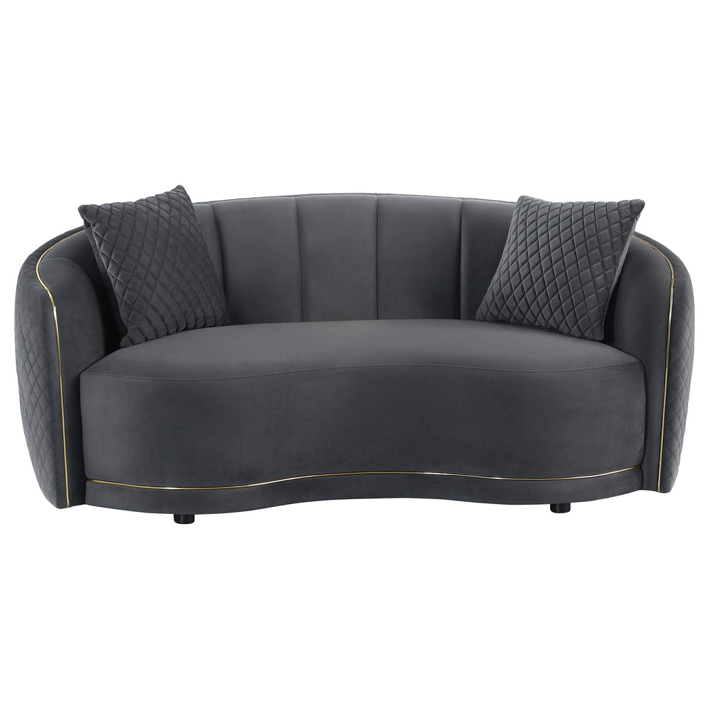 Conjunto de sofá Brookside de 2 piezas tapizado en terciopelo gris oscuro