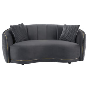 Conjunto de sofá Brookside de 2 piezas tapizado en terciopelo gris oscuro