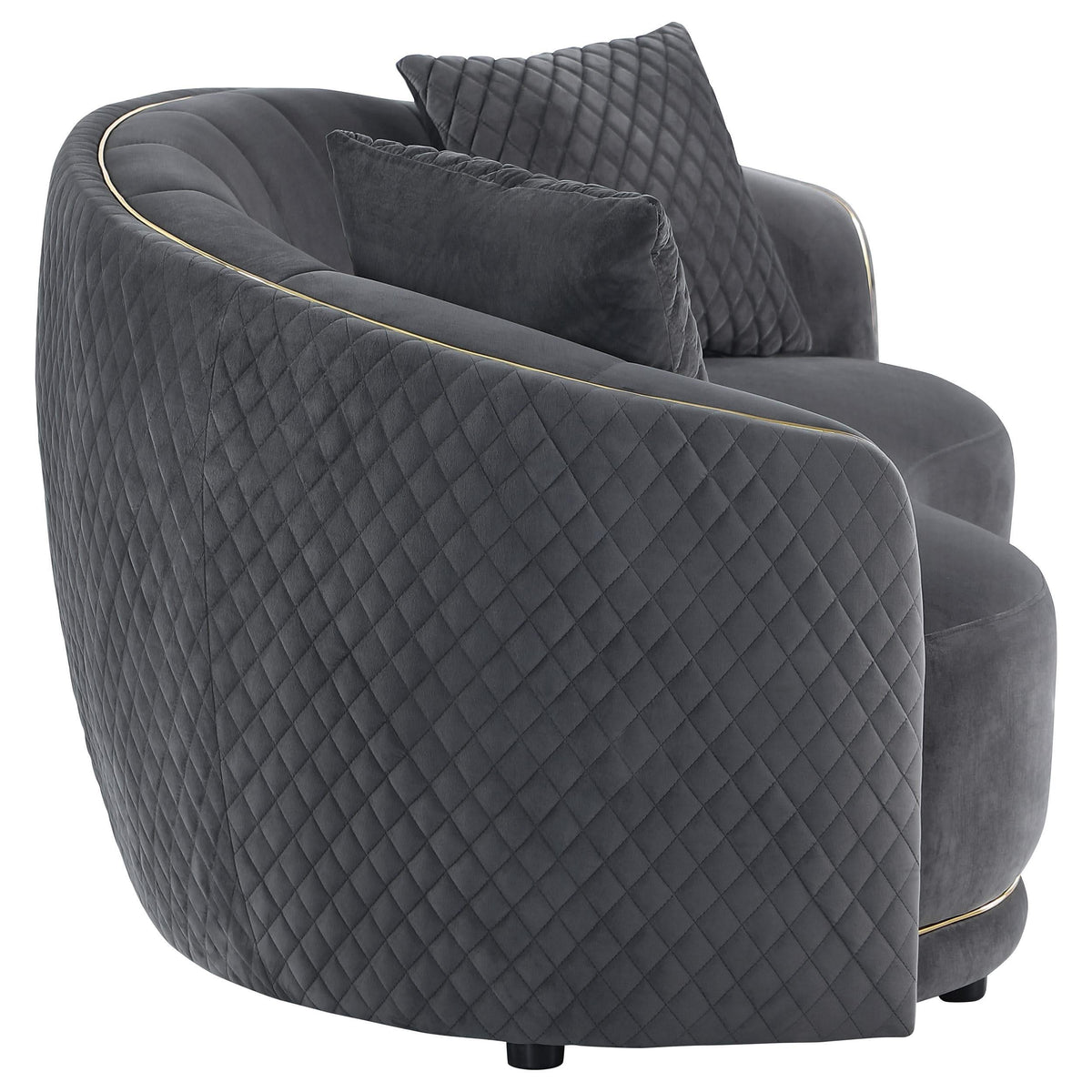 Conjunto de sofá Brookside de 2 piezas tapizado en terciopelo gris oscuro