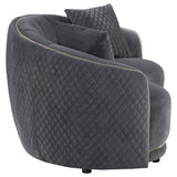 Conjunto de sofá Brookside de 2 piezas tapizado en terciopelo gris oscuro