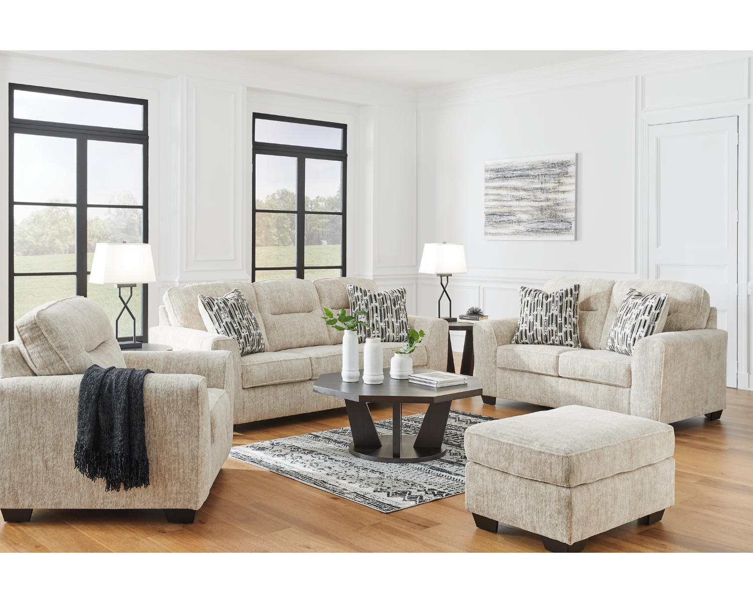 Lonoke Sofa, Loveseat, Oversized Chair and Ottoman
