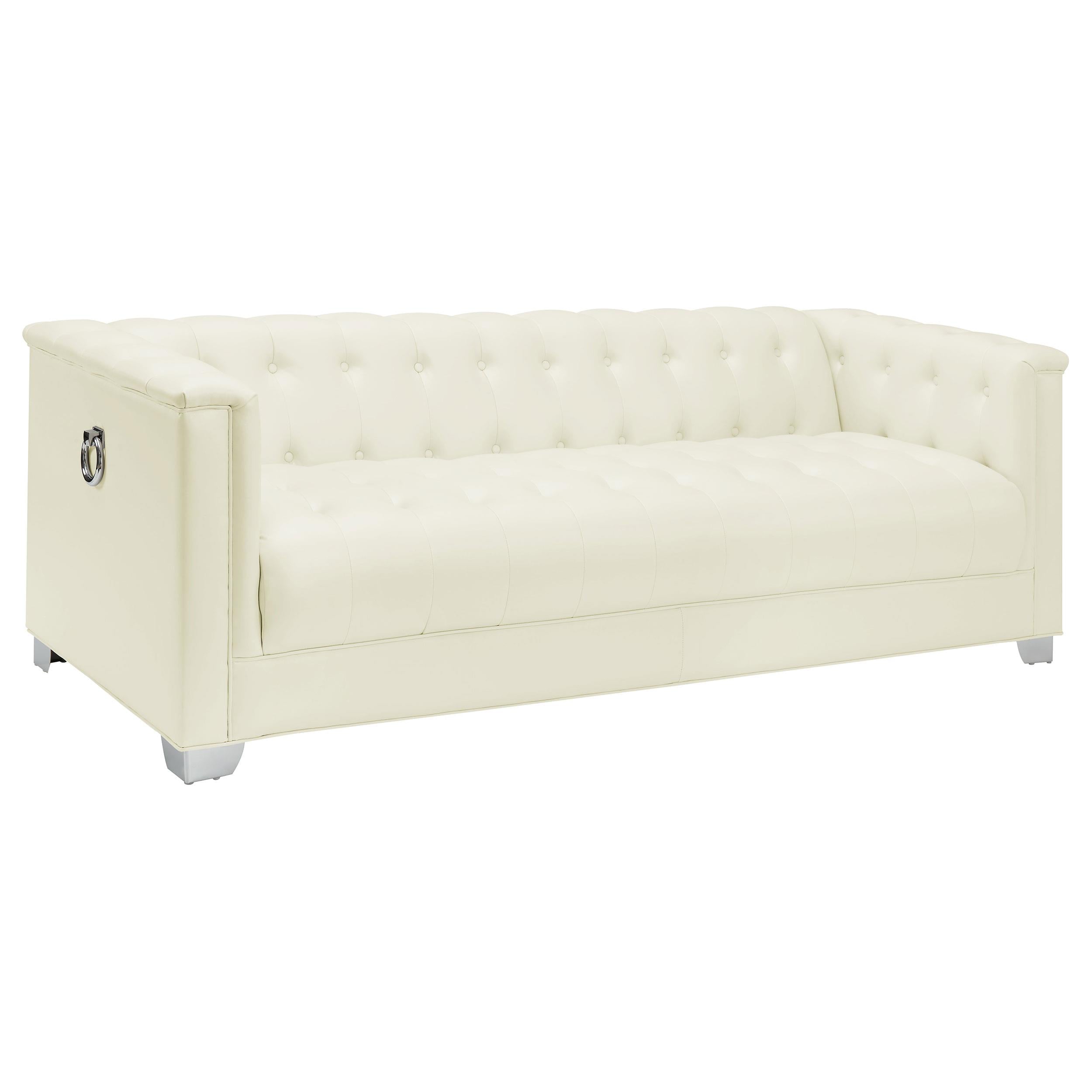Chaviano 2-piece Upholstered Track Arm Sofa Set Pearl White