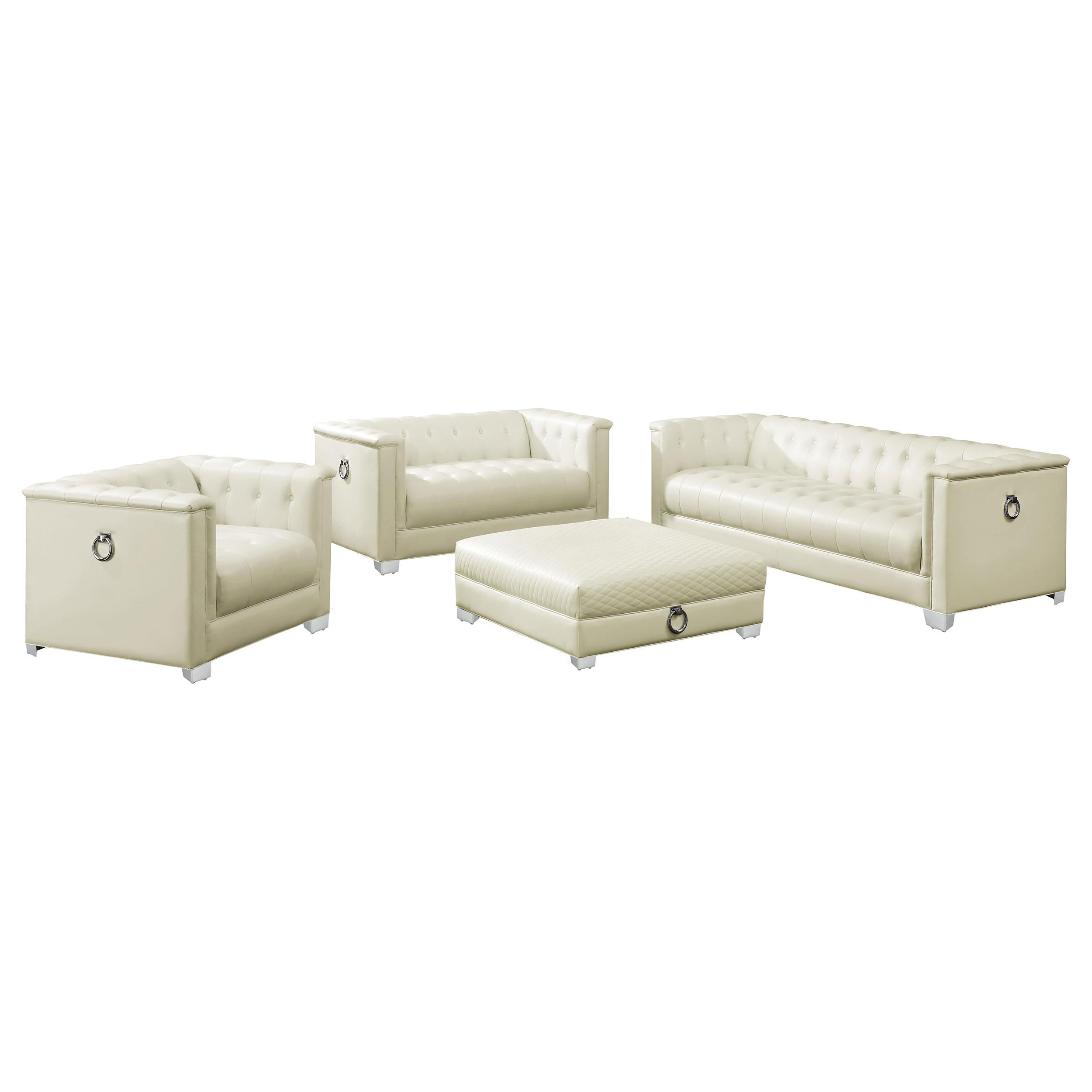 Chaviano 4-piece Upholstered Track Arm Sofa Set Pearl White