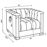 Sillón Chaviano tapizado con brazos de riel, color blanco perla