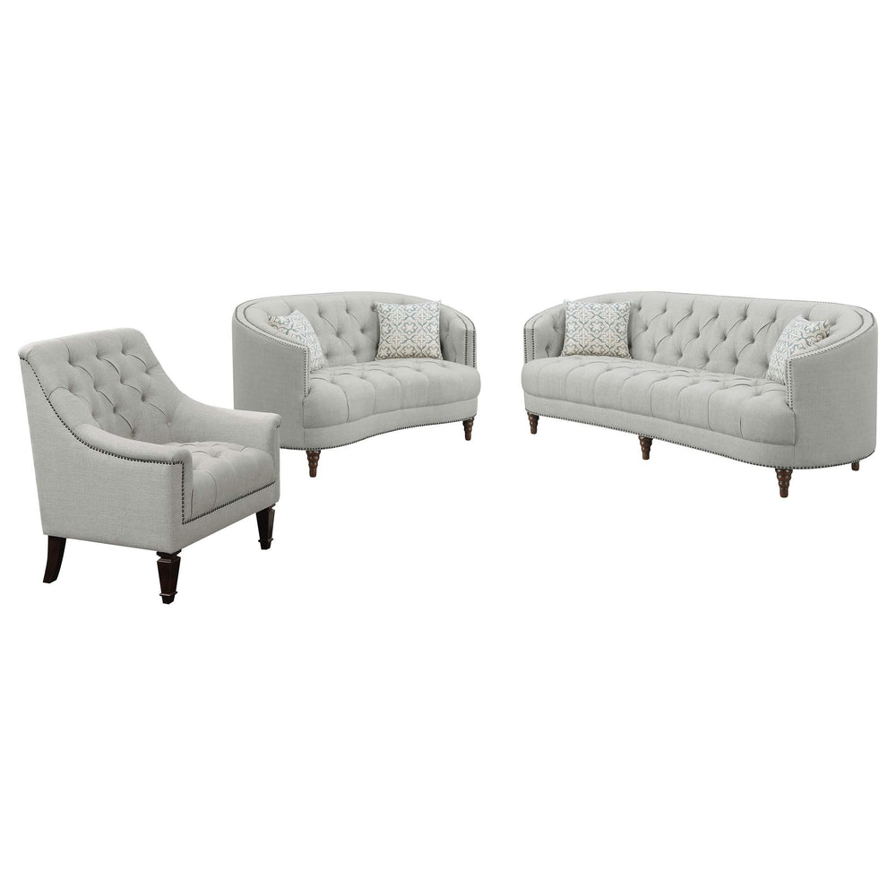 Conjunto de sofá de 3 piezas con brazos inclinados tapizado Avonlea, tela gris