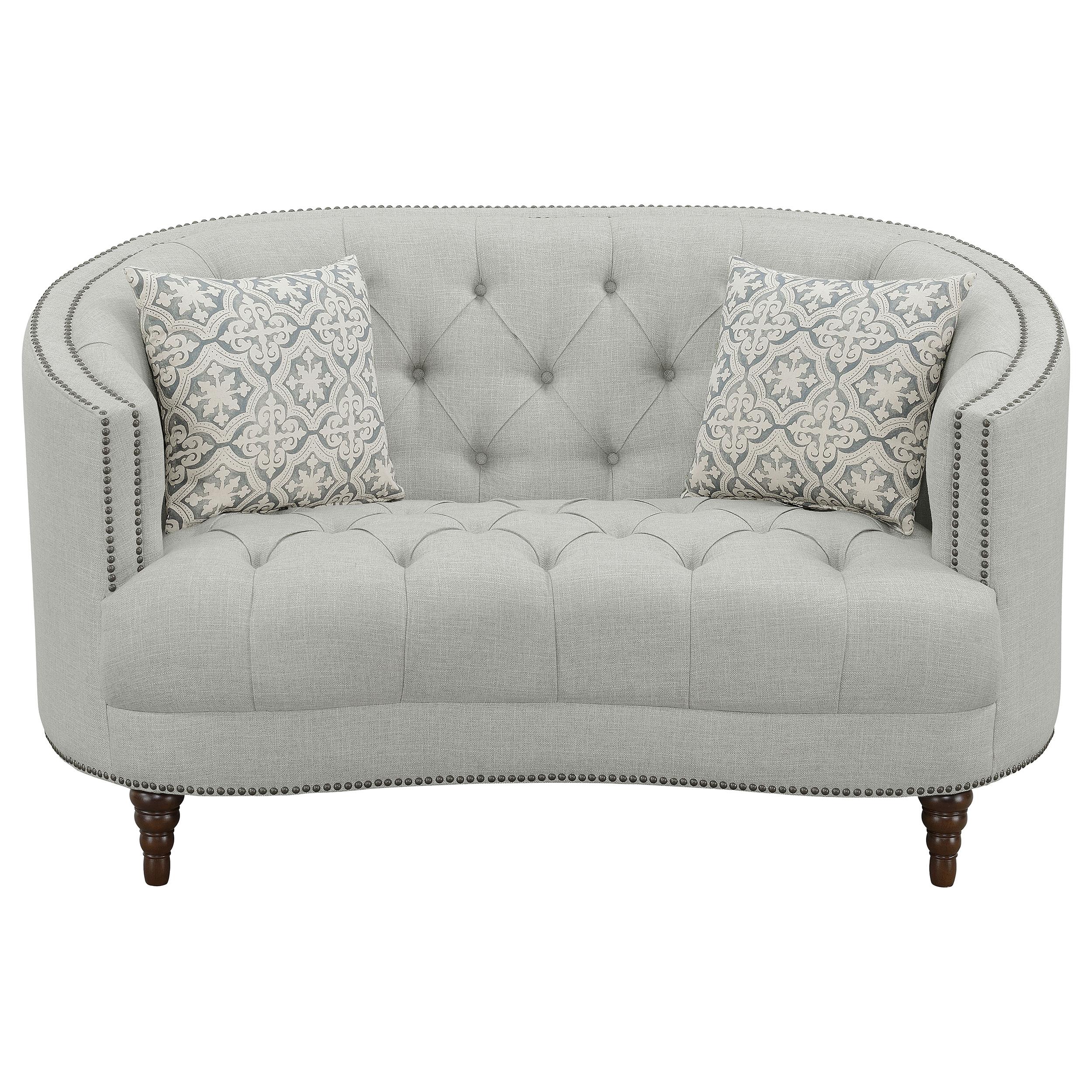 Avonlea Upholstered Sloped Arm Loveseat Grey Fabric