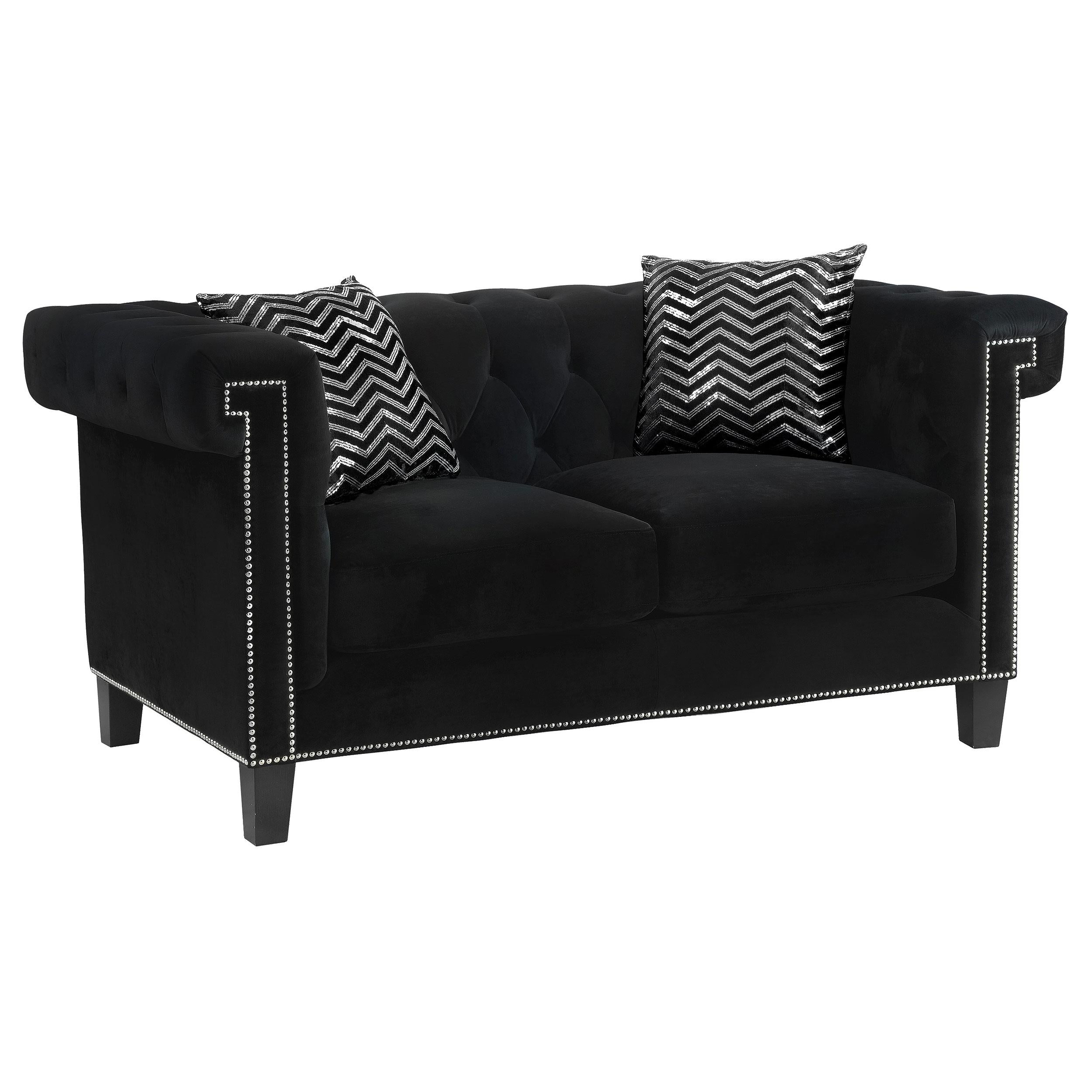Reventlow Upholstered Tufted Living Room Set Black