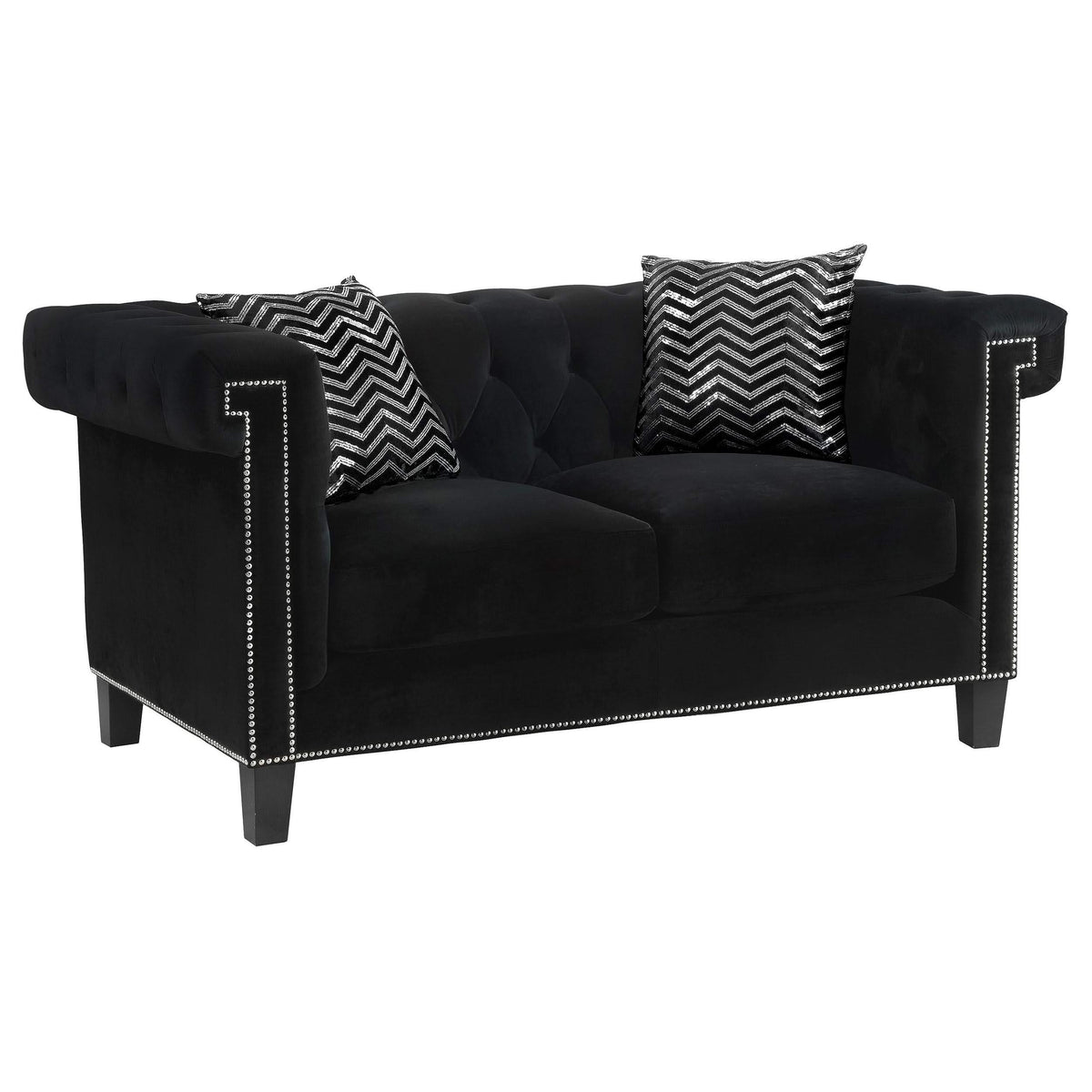 Reventlow Upholstered Tufted Living Room Set Black