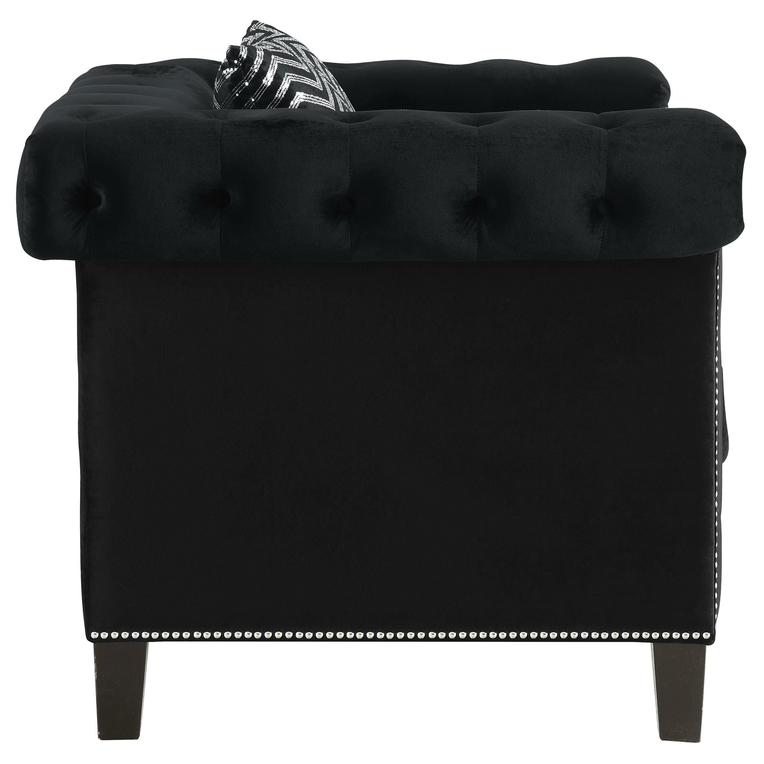 Reventlow Upholstered Tufted Living Room Set Black