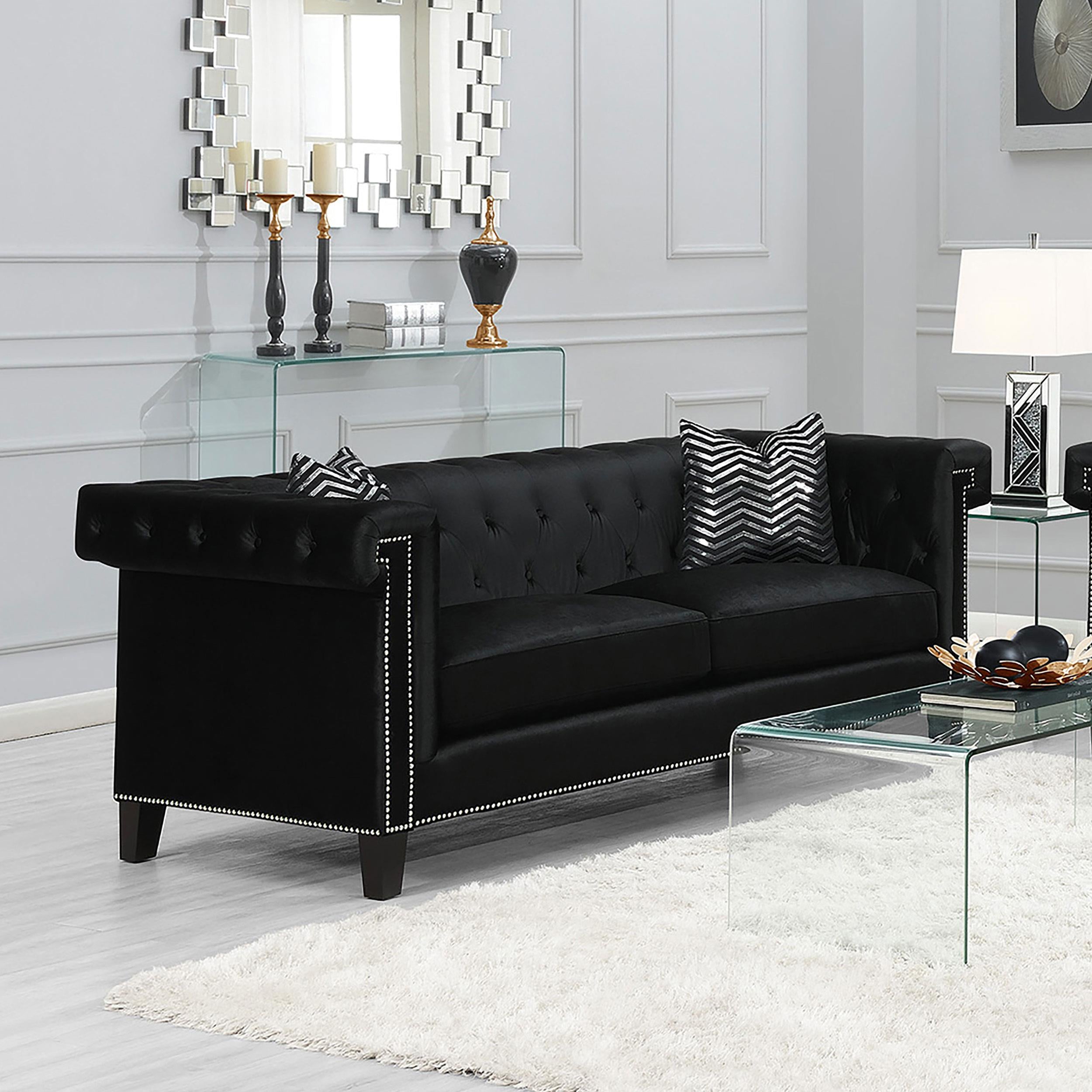 Reventlow Upholstered Track Arm Sofa Black
