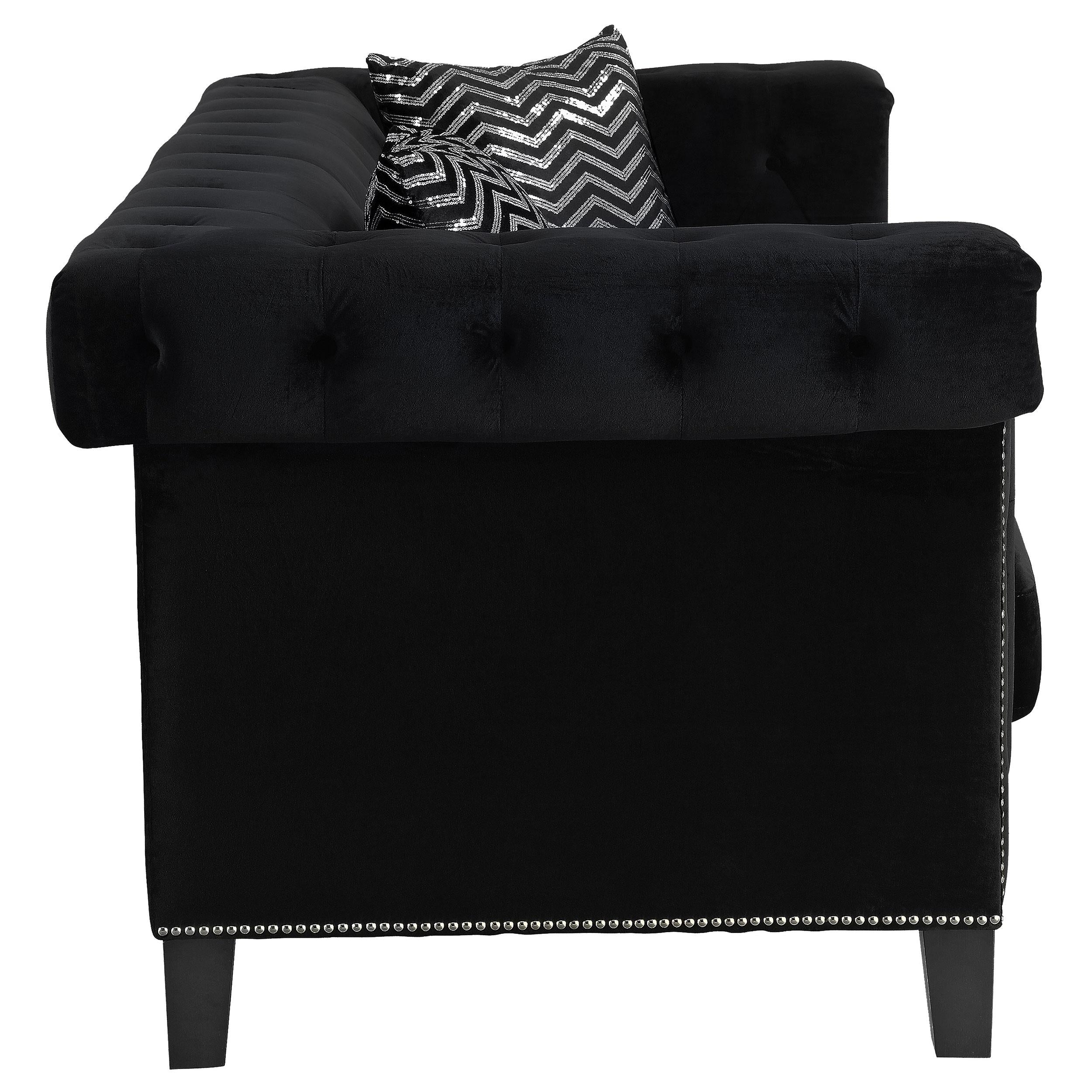 Reventlow Upholstered Track Arm Sofa Black