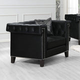 Sillón tapizado con brazos de riel Reventlow, color negro