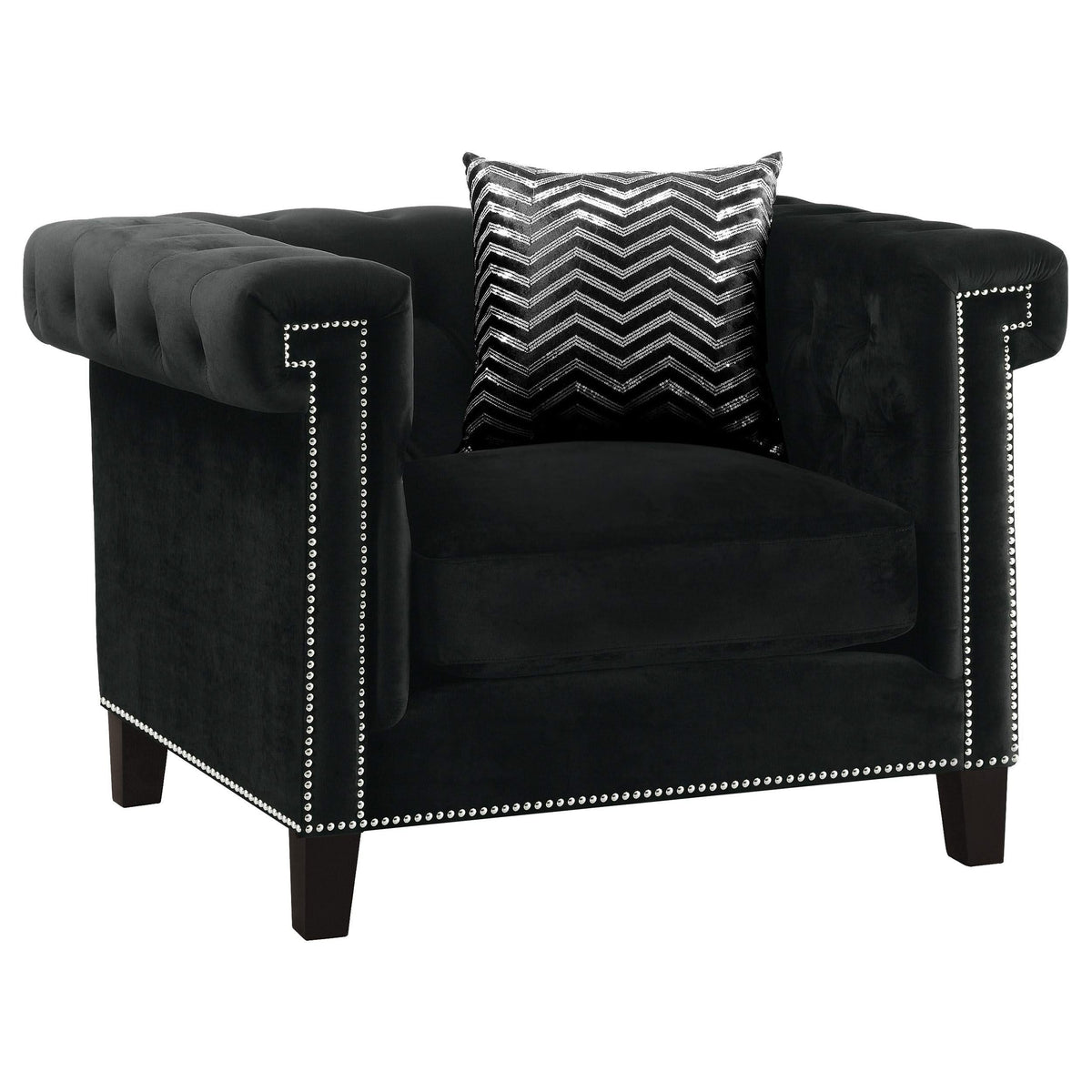 Sillón tapizado con brazos de riel Reventlow, color negro