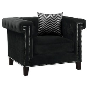 Sillón tapizado con brazos de riel Reventlow, color negro