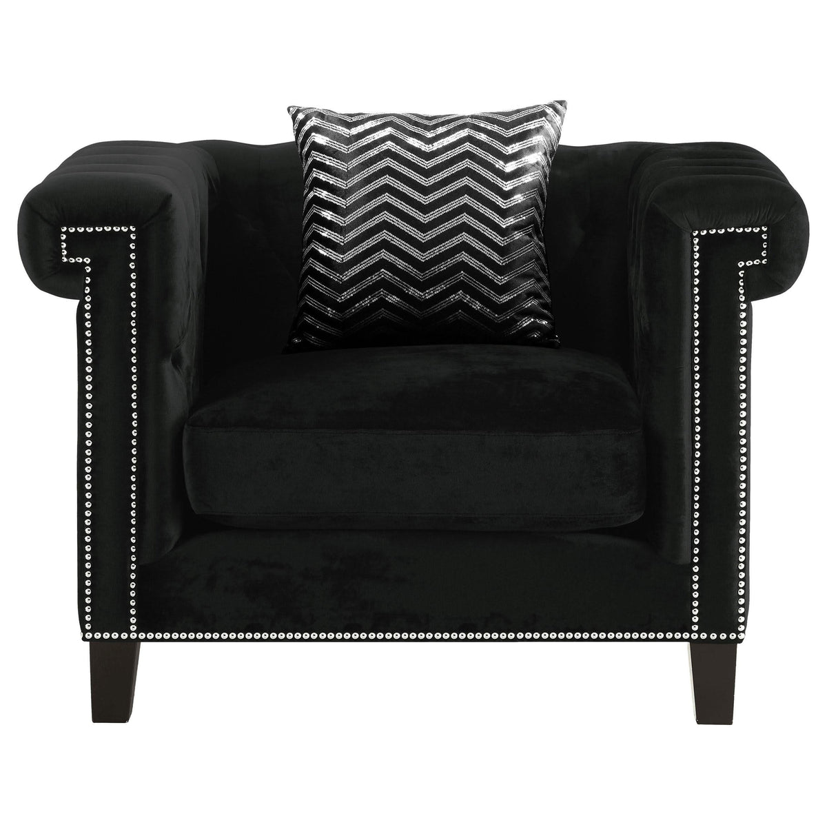 Sillón tapizado con brazos de riel Reventlow, color negro