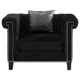 Sillón tapizado con brazos de riel Reventlow, color negro