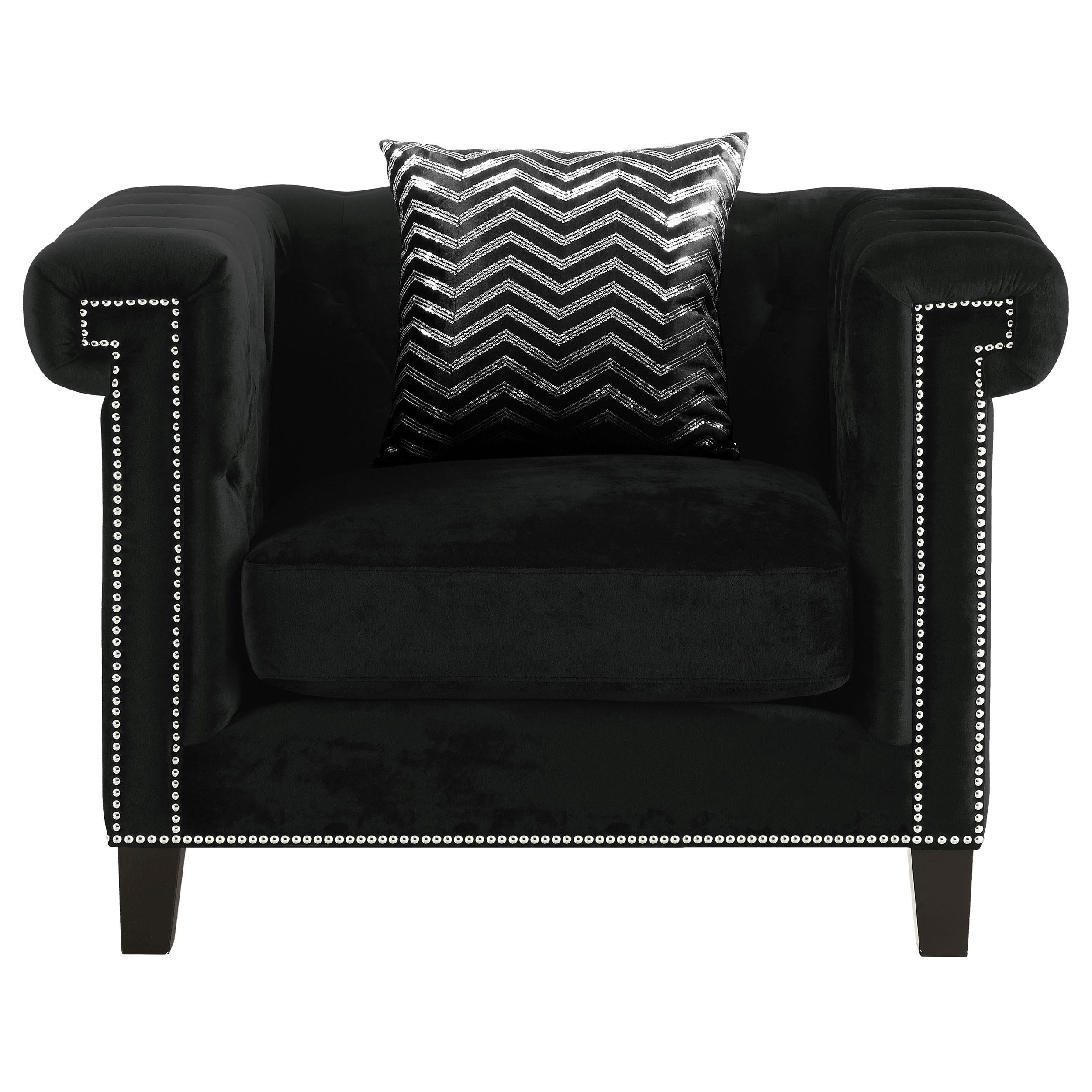 Reventlow Upholstered Track Arm Accent Chair Black