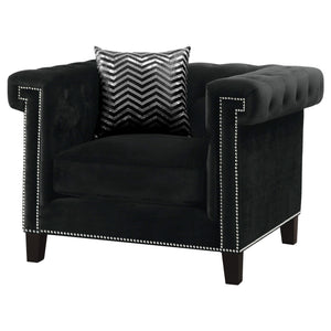 Sillón tapizado con brazos de riel Reventlow, color negro