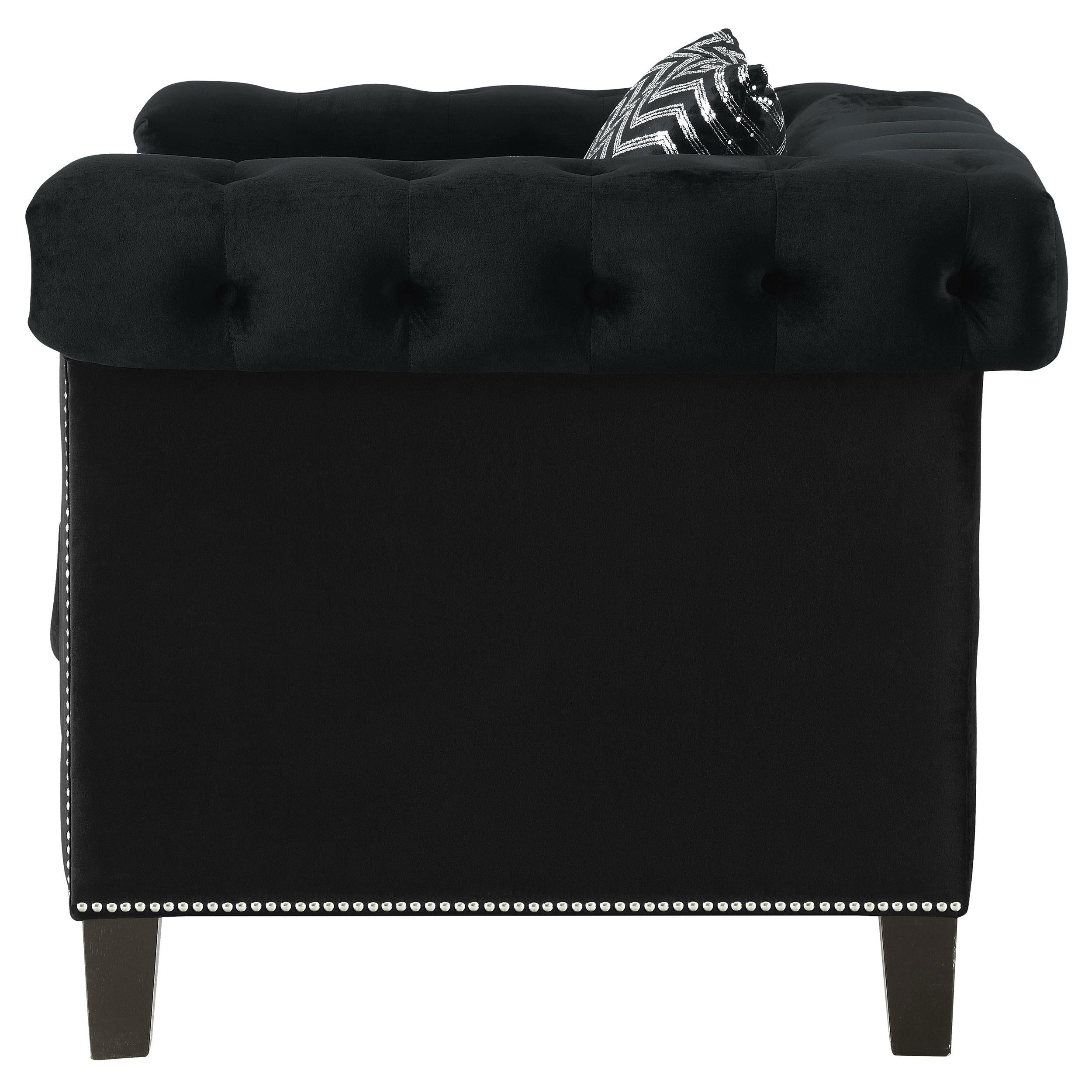 Reventlow Upholstered Track Arm Accent Chair Black