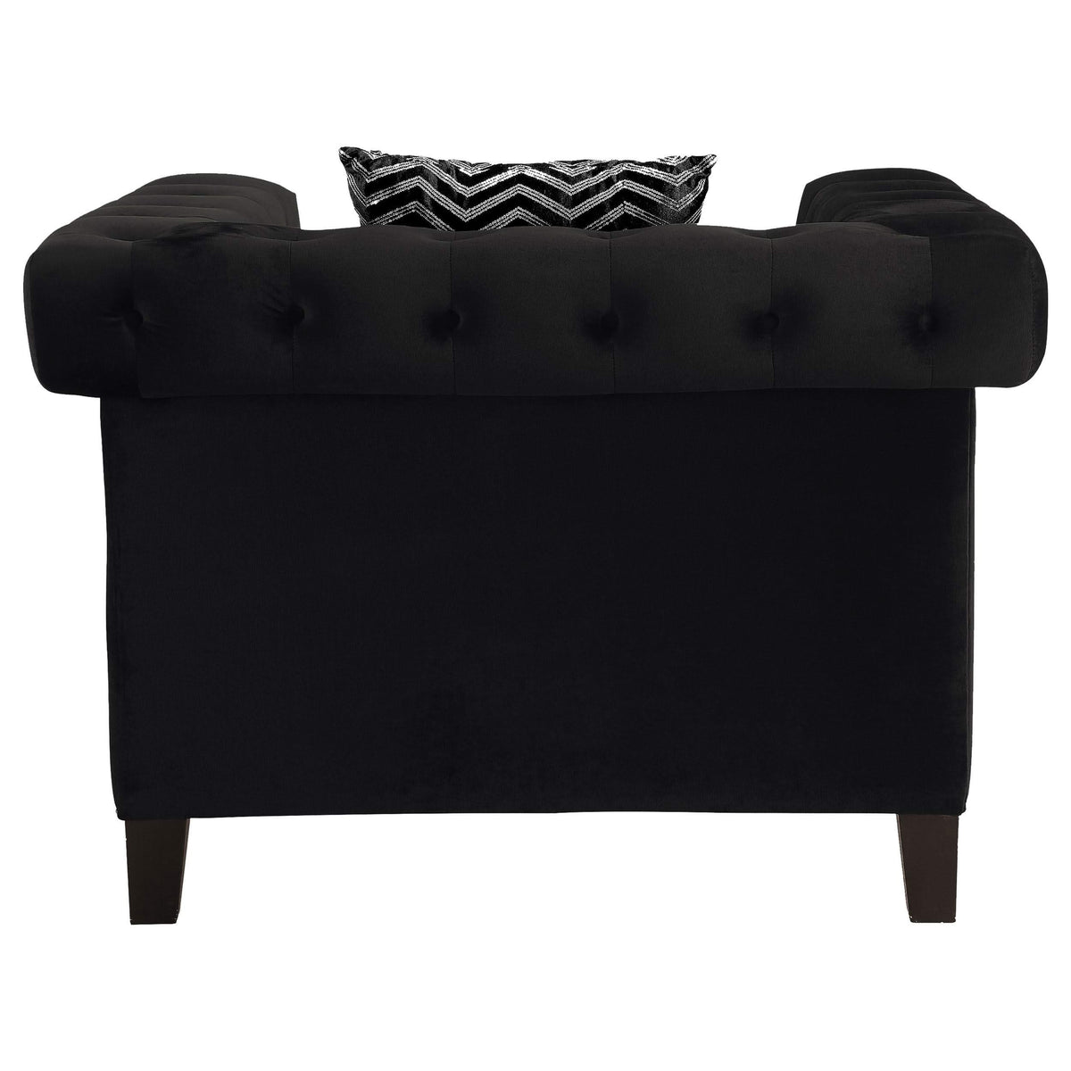 Sillón tapizado con brazos de riel Reventlow, color negro