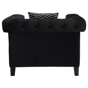 Sillón tapizado con brazos de riel Reventlow, color negro