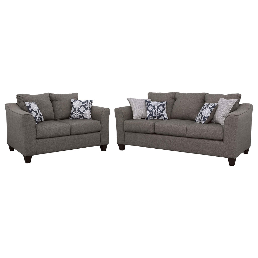 Conjunto de sofá tapizado de 2 piezas con brazos acampanados Salizar, gris