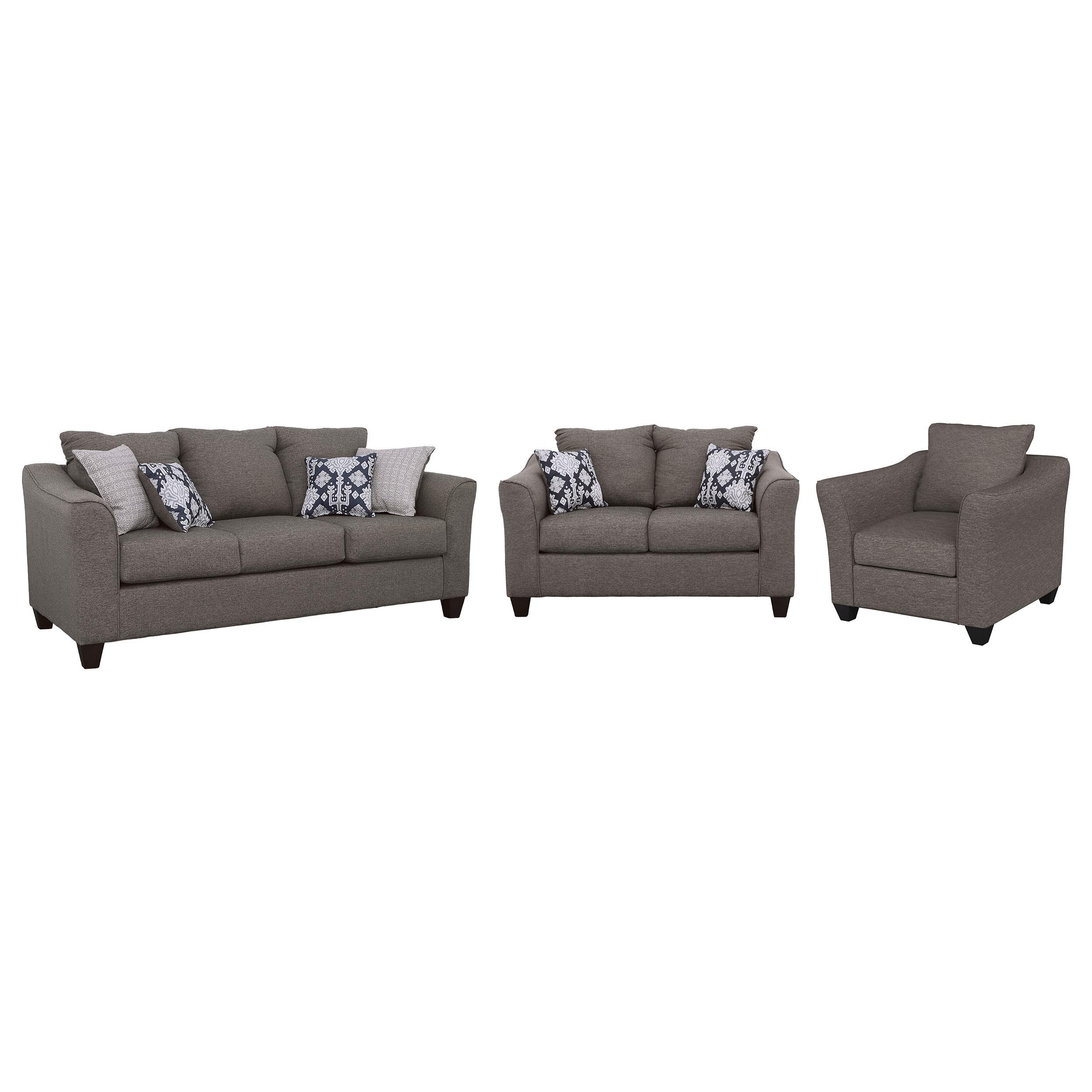 Salizar 3-piece Upholstered Flared Arm Sofa Set Grey