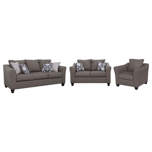Conjunto de sofá tapizado de 3 piezas con brazos acampanados Salizar, gris