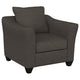 Sillón Salizar tapizado con brazos acampanados, color gris carbón