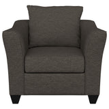 Sillón Salizar tapizado con brazos acampanados, color gris carbón