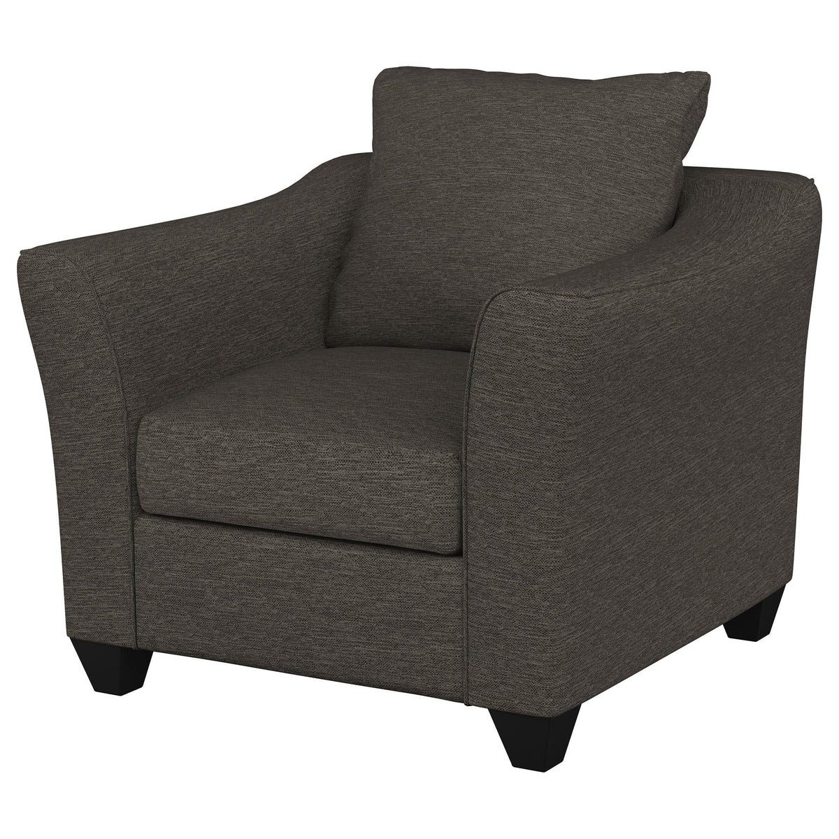 Sillón Salizar tapizado con brazos acampanados, color gris carbón