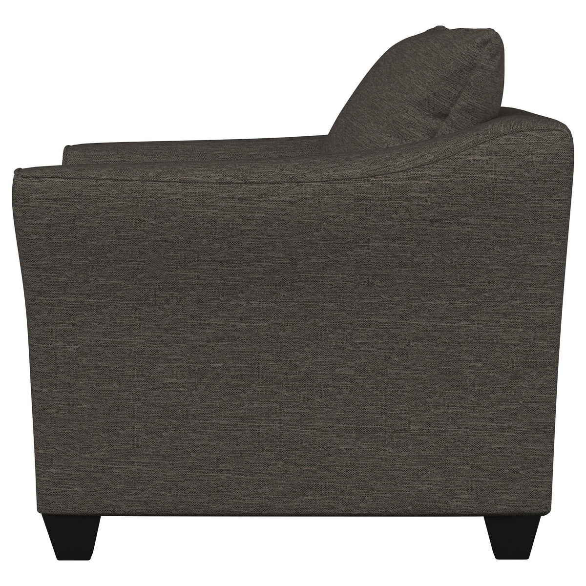 Sillón Salizar tapizado con brazos acampanados, color gris carbón