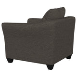Sillón Salizar tapizado con brazos acampanados, color gris carbón