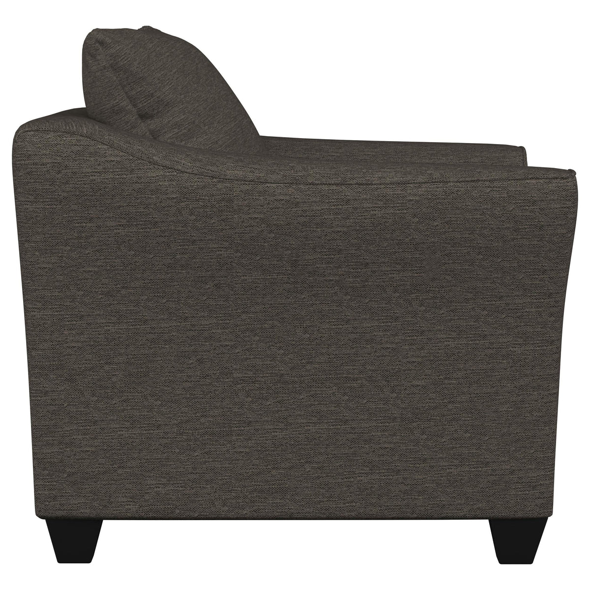 Sillón Salizar tapizado con brazos acampanados, color gris carbón