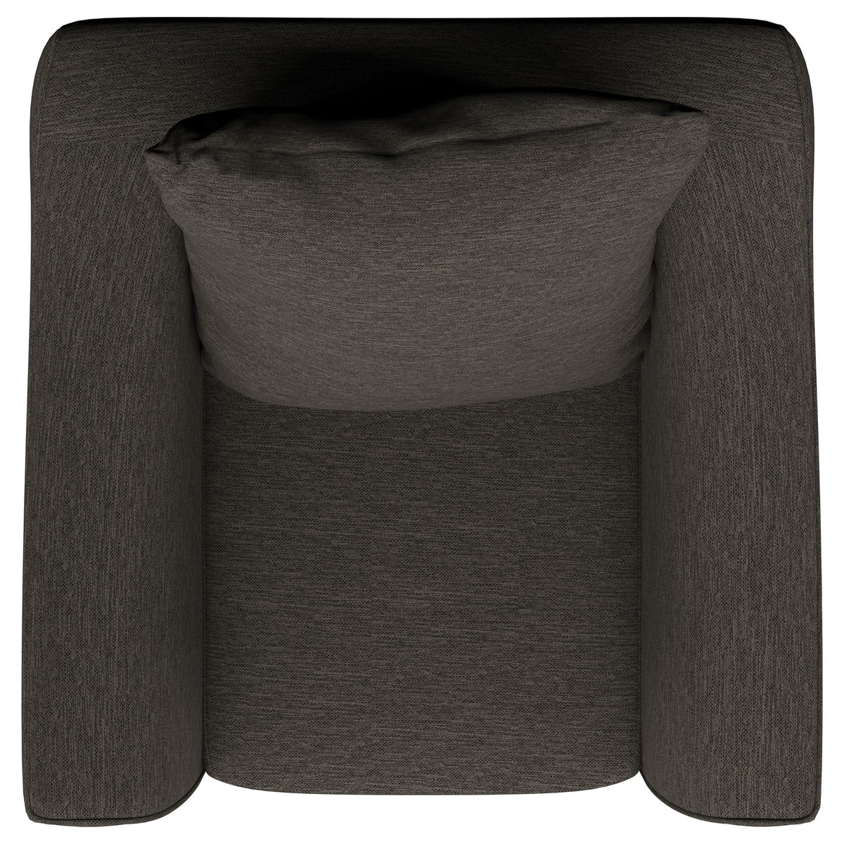 Sillón Salizar tapizado con brazos acampanados, color gris carbón