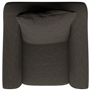 Sillón Salizar tapizado con brazos acampanados, color gris carbón