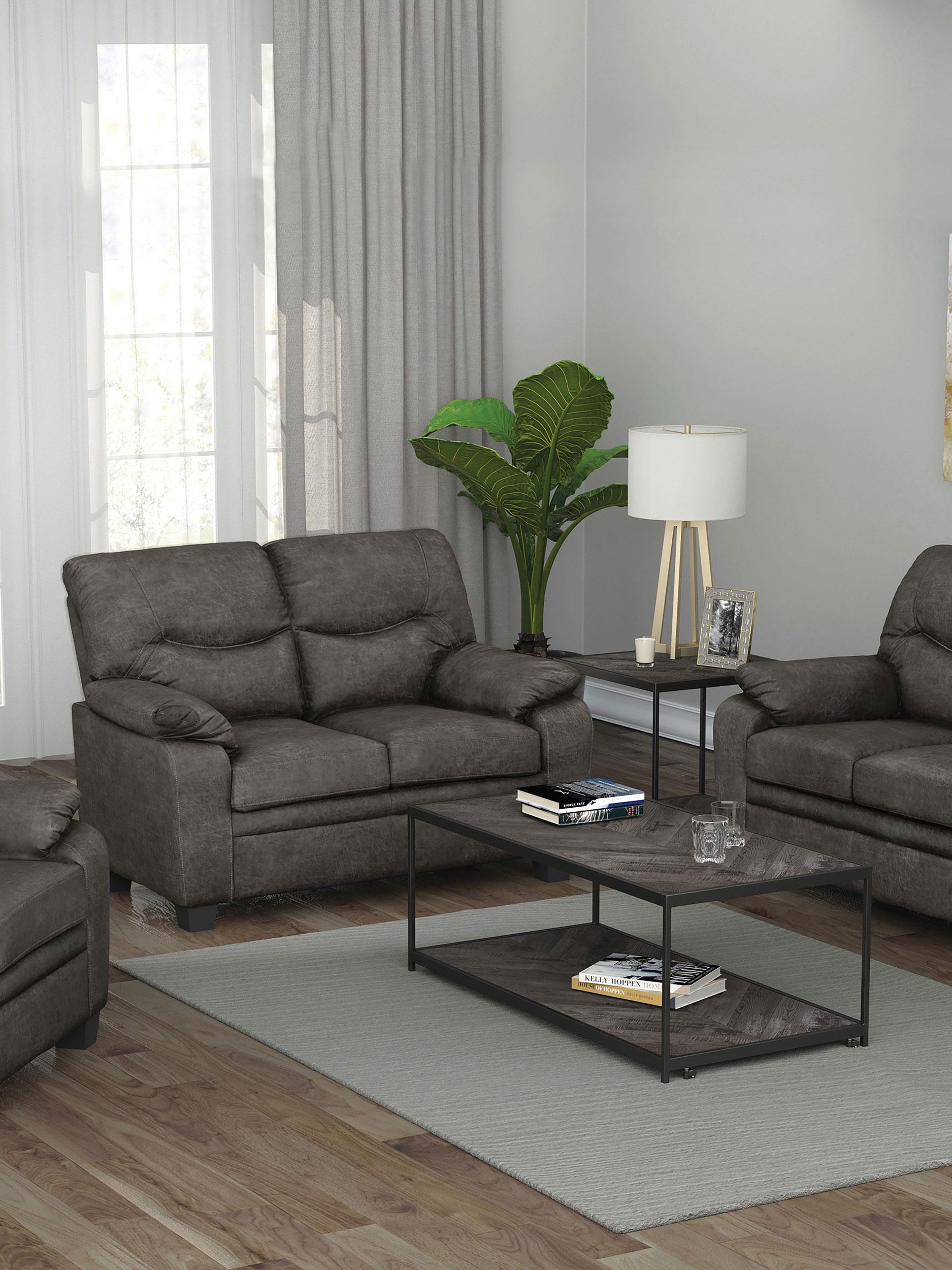 Meagan Pillow Top Arms Upholstered Loveseat Charcoal