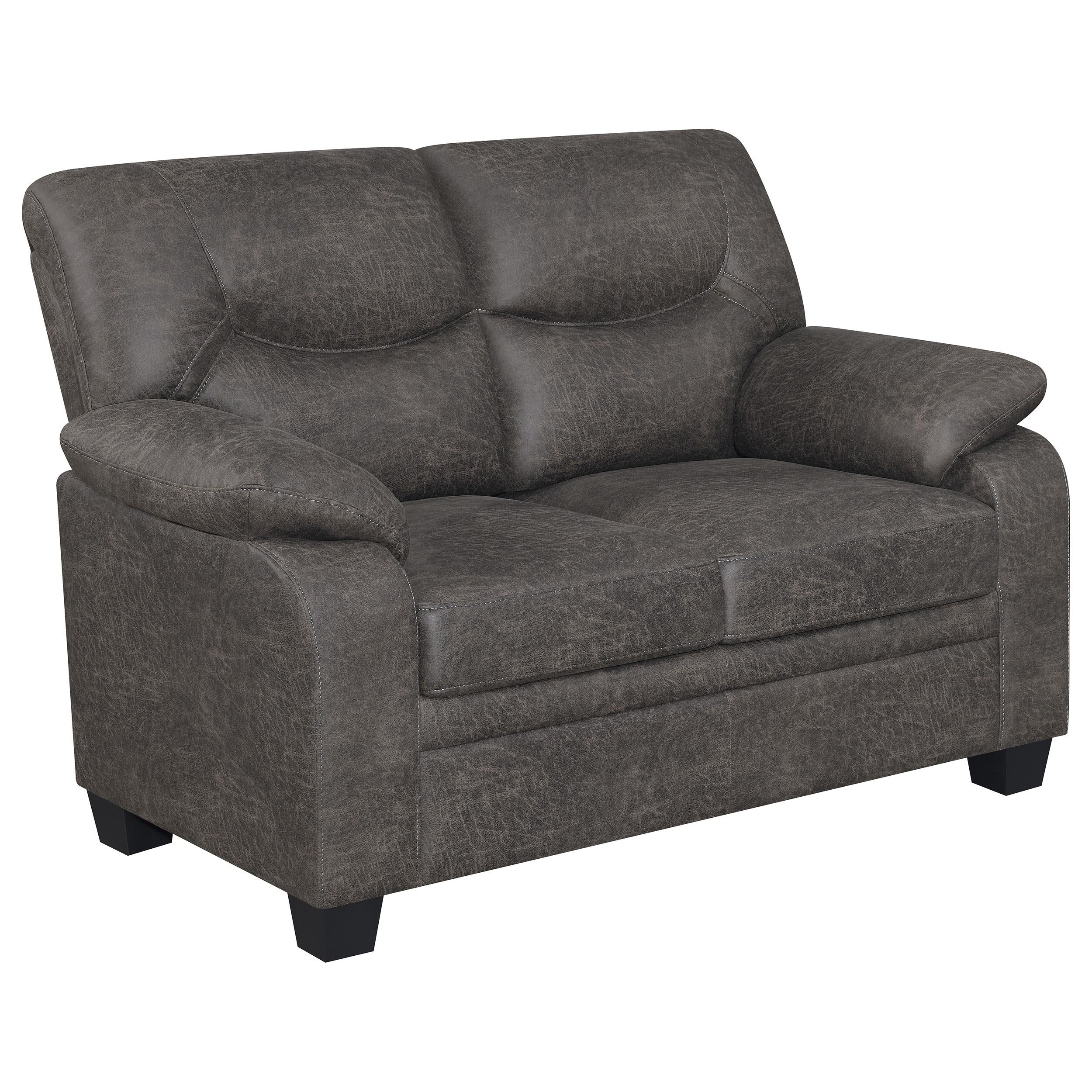 Meagan Pillow Top Arms Upholstered Loveseat Charcoal