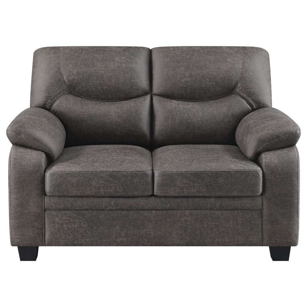 Meagan Pillow Top Arms Upholstered Loveseat Charcoal