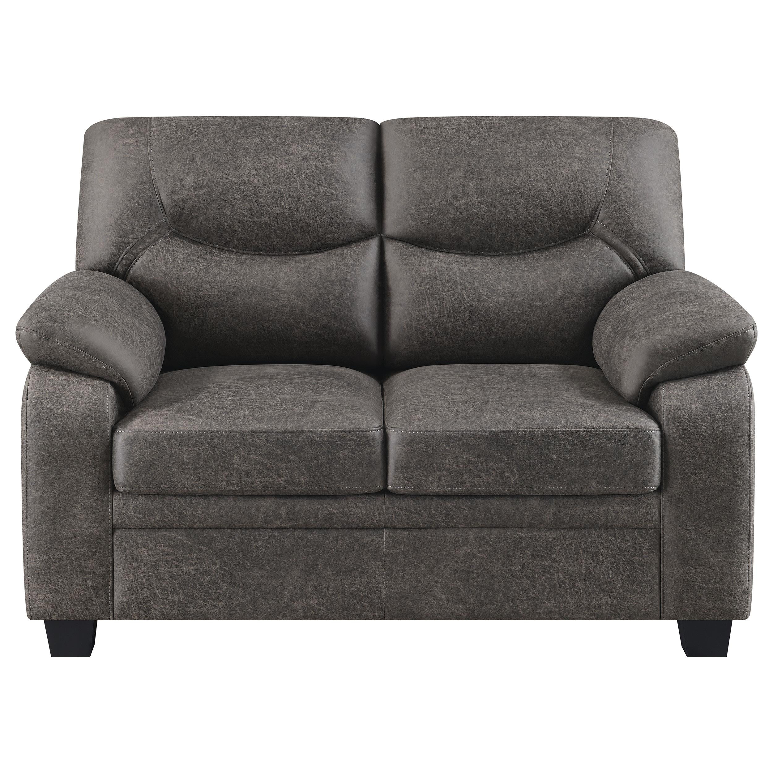 Meagan Pillow Top Arms Upholstered Loveseat Charcoal