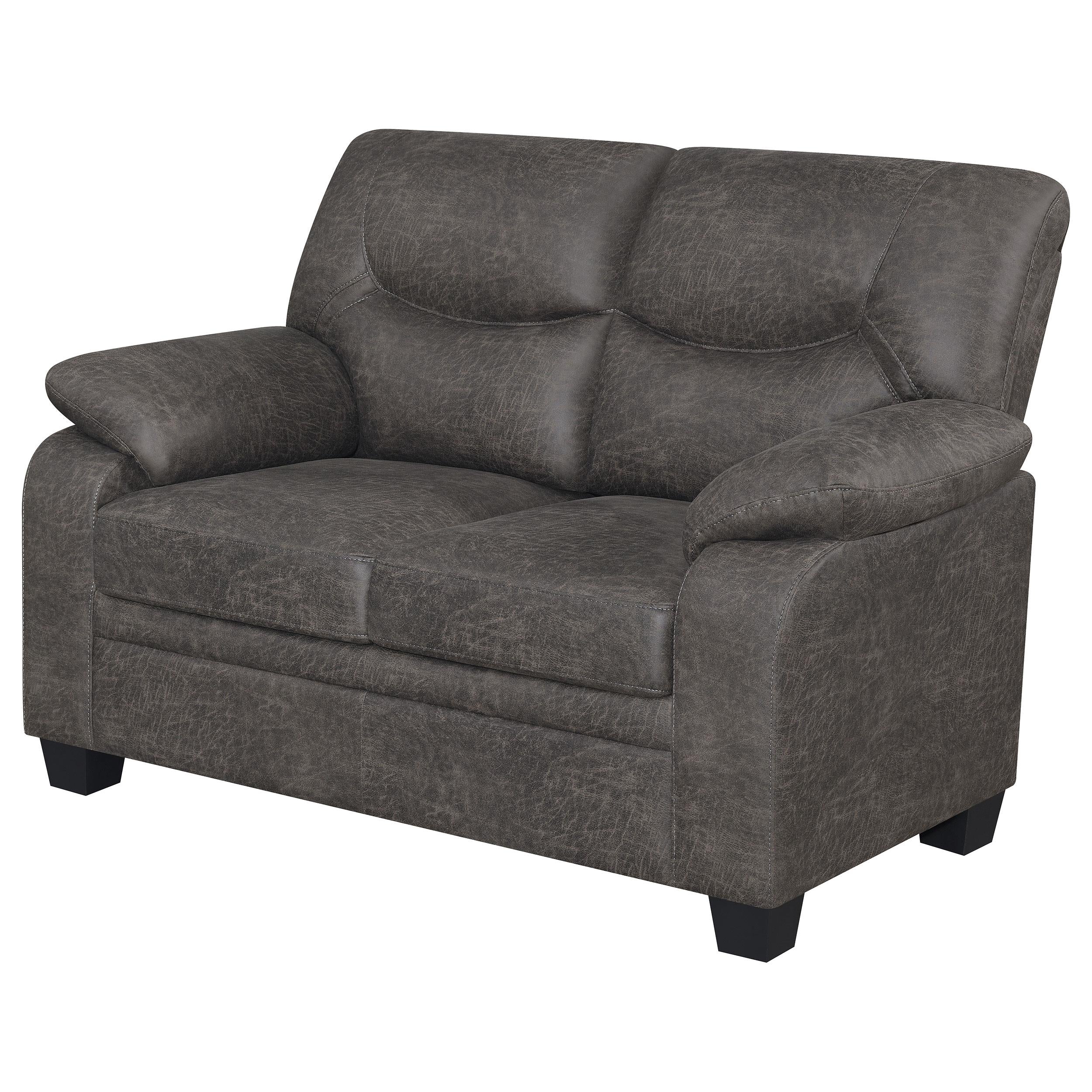 Meagan Pillow Top Arms Upholstered Loveseat Charcoal
