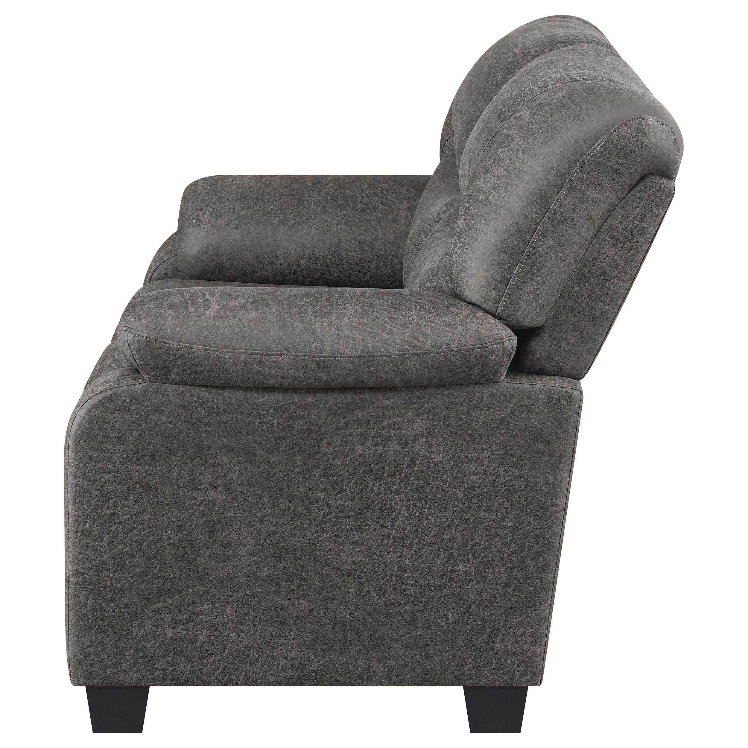 Meagan Pillow Top Arms Upholstered Loveseat Charcoal