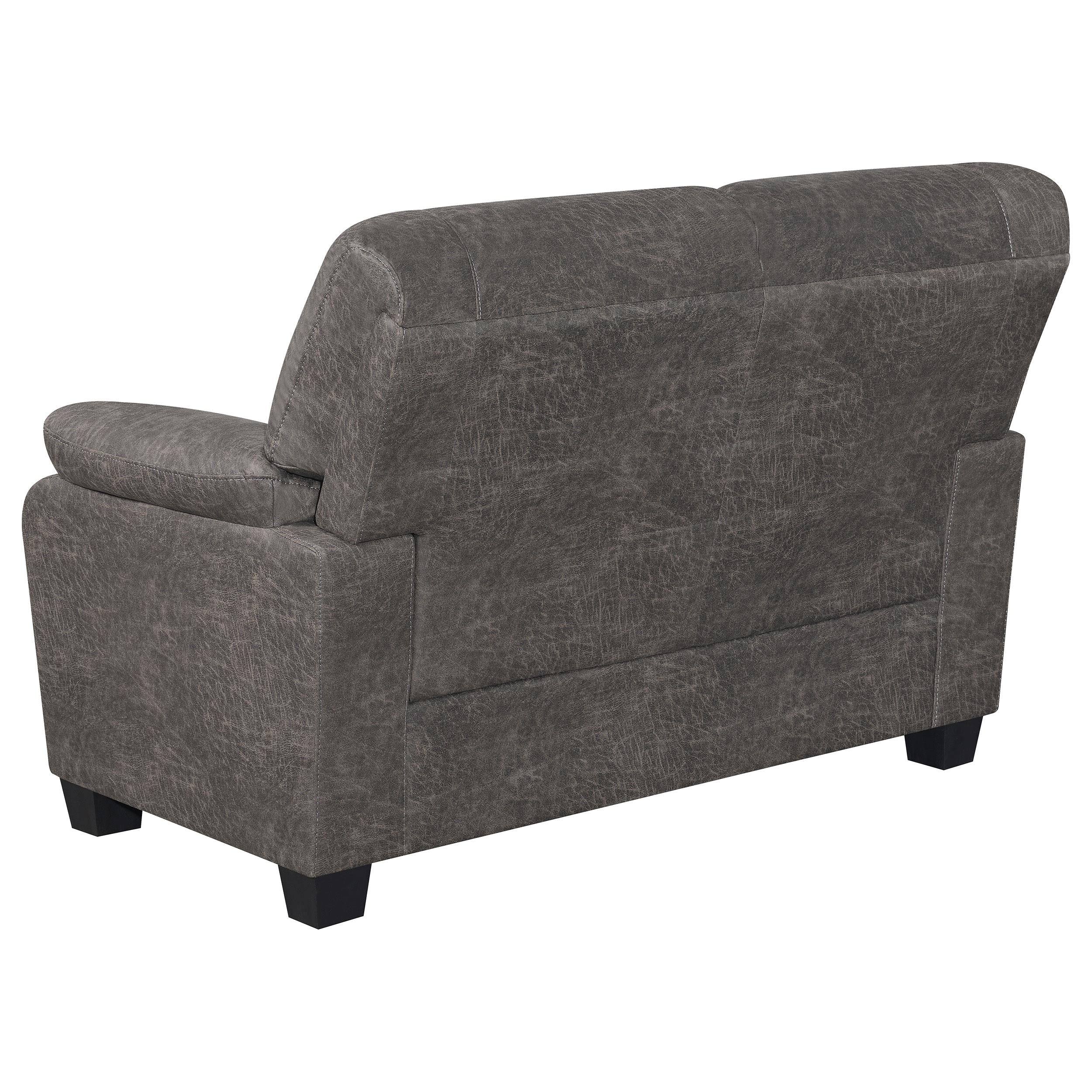 Meagan Pillow Top Arms Upholstered Loveseat Charcoal