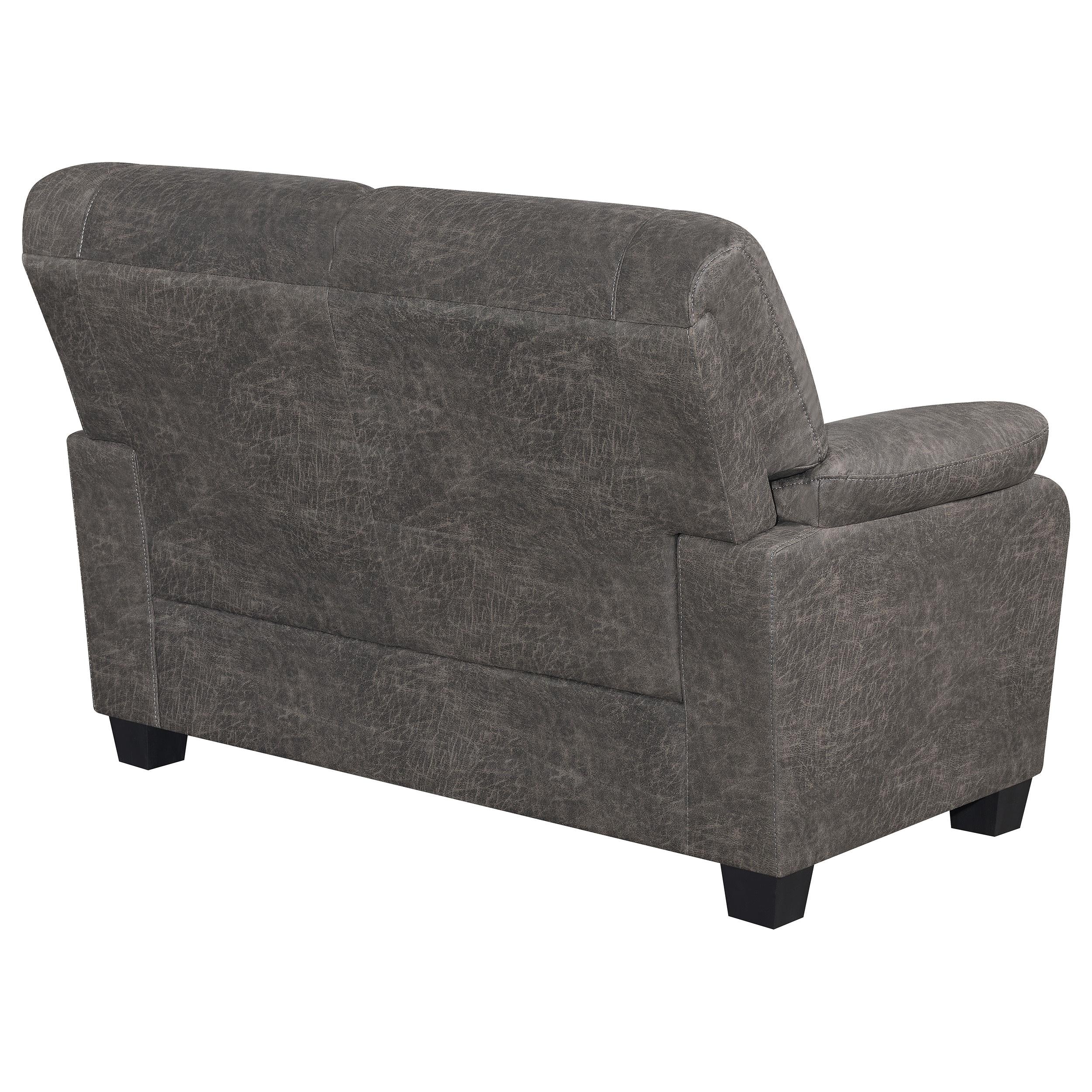 Meagan Pillow Top Arms Upholstered Loveseat Charcoal