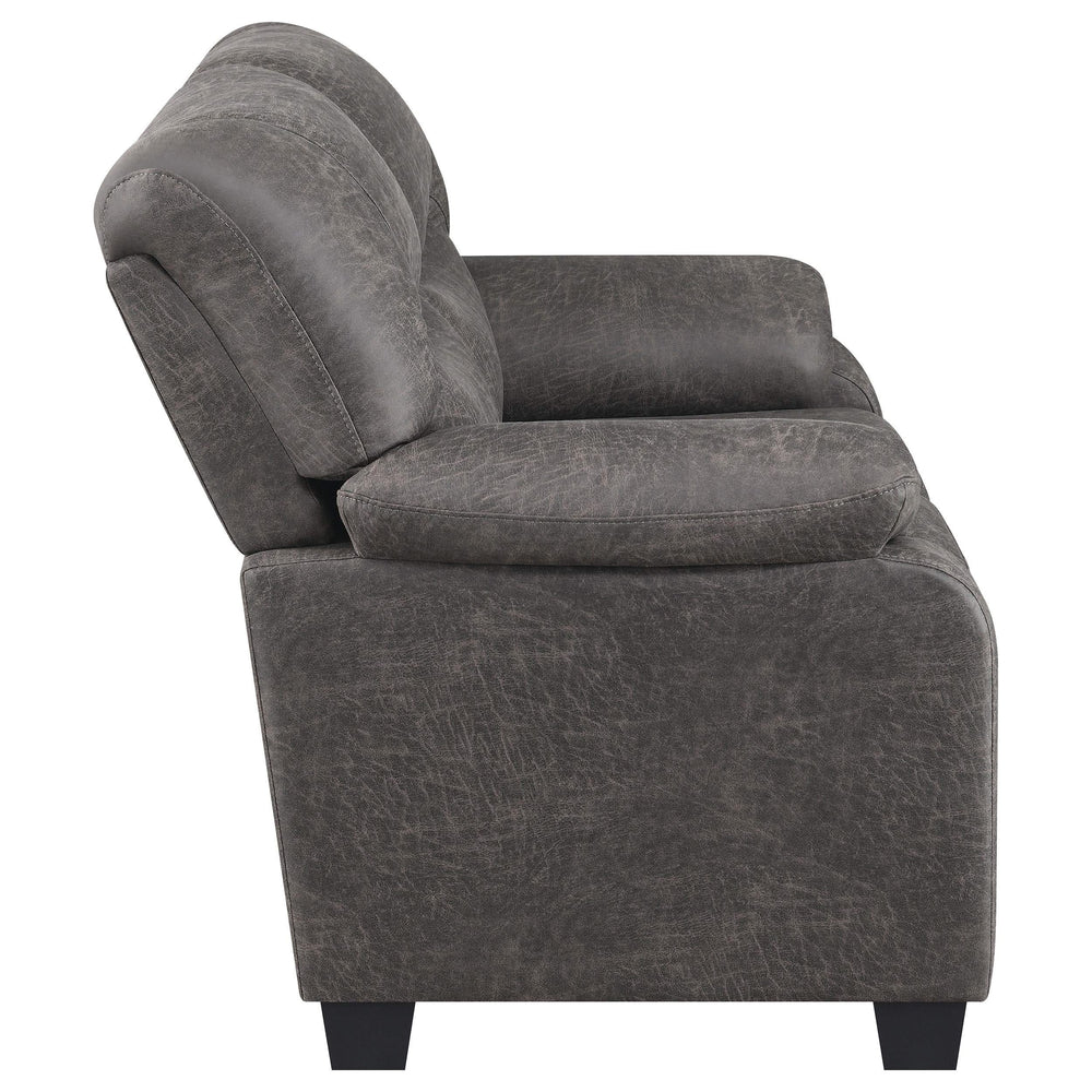 Meagan Pillow Top Arms Upholstered Loveseat Charcoal