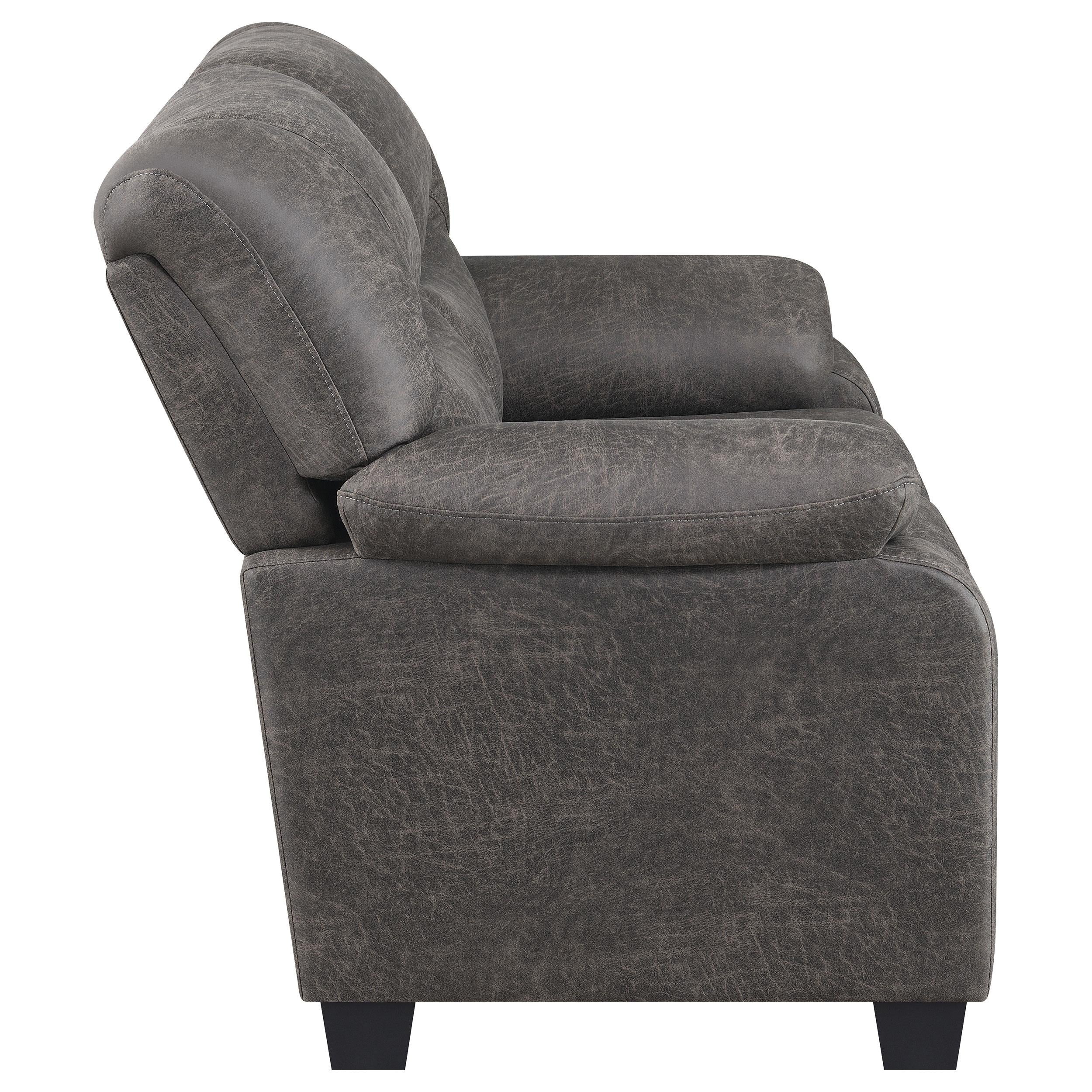 Meagan Pillow Top Arms Upholstered Loveseat Charcoal