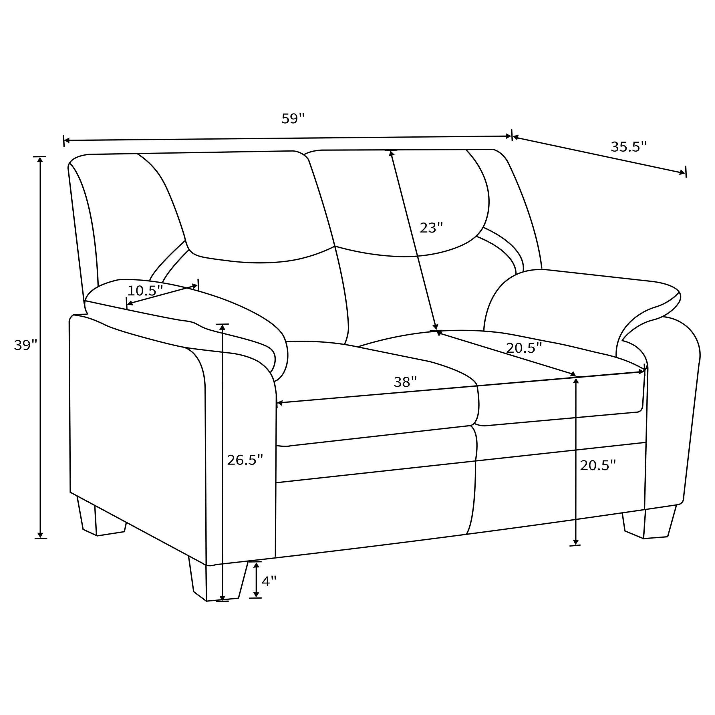 Meagan Pillow Top Arms Upholstered Loveseat Charcoal