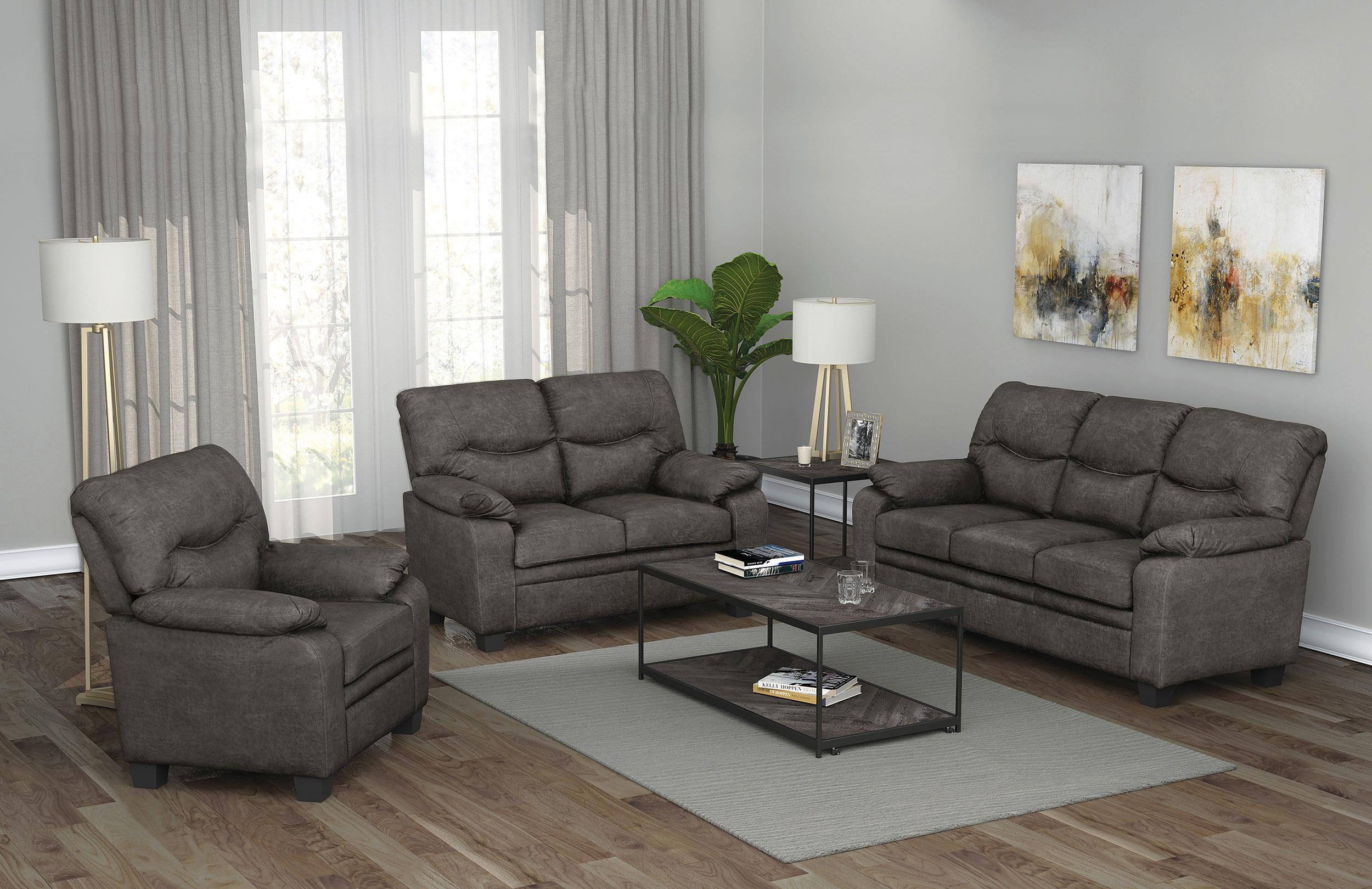 Meagan Pillow Top Arms Upholstered Loveseat Charcoal