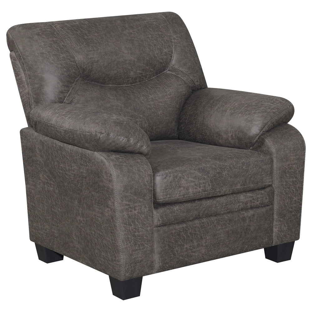 Sillón Meagan tapizado con brazos acolchados, color carbón