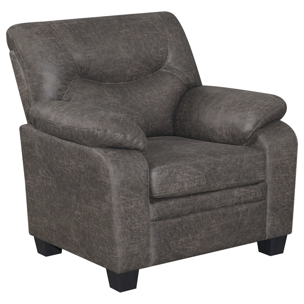 Sillón Meagan tapizado con brazos acolchados, color carbón